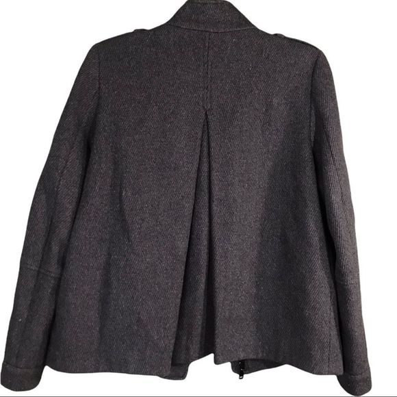 Vince gray wool twill back pleat zip up jacket - Picture 3 of 8